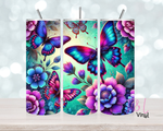 Teal Butterfly 20 oz Sublimation wrap (437)