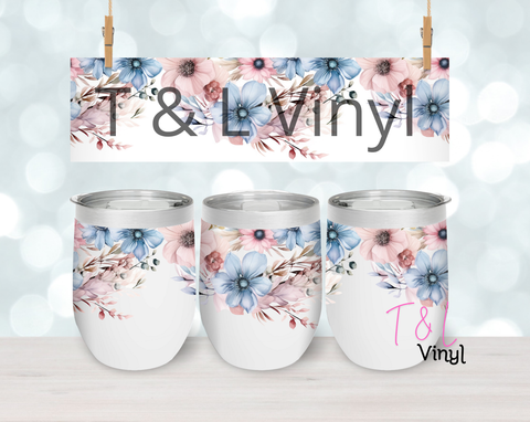 25 Water Colour Flower  Wine Sublimation