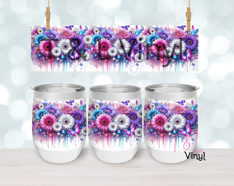 23 Pastel Flowers Wine Sublimation