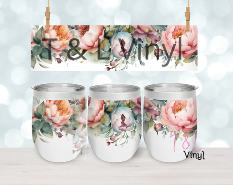 33 Pretty Floral  Wine  Sublimation