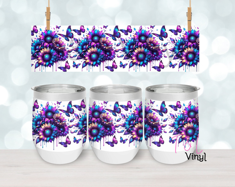 22 Purple Sunflowers Wine Sublimation