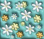 Puffy 3D Blue Flowers 20oz Sublimation Wrap  (59)