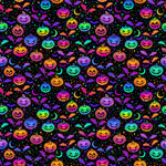 (7) Halloween Bats and Pumpkin Print 30cm x 30cm