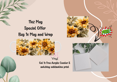 601 Sunflowers Wrap and Free Coaster and Print