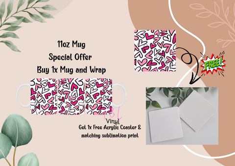 597 Hearts Wrap and Free Coaster and Print