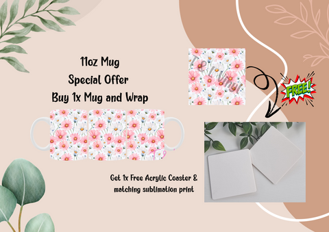 598 pink Daisy Wrap and Free Coaster and Print