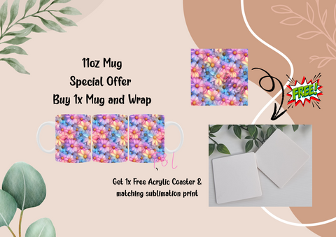 596 Pastel Flowers Wrap and Free Coaster and Print