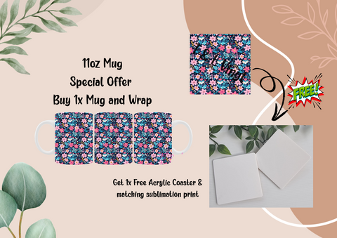 600 Pretty Floral 2 Wrap and Free Coaster and Print