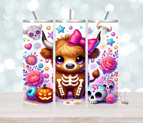 635 Halloween Highland Cow 20 oz Sublimation wrap