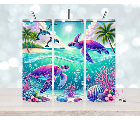 Turtles by the sea 20 oz Sublimation wrap (551)