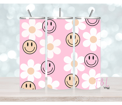 Pink Smiley Face 20 oz Sublimation wrap (555)