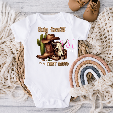 711 DTF First Rodeo baby prints