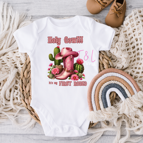 712 DTF First Rodeo baby Pink prints