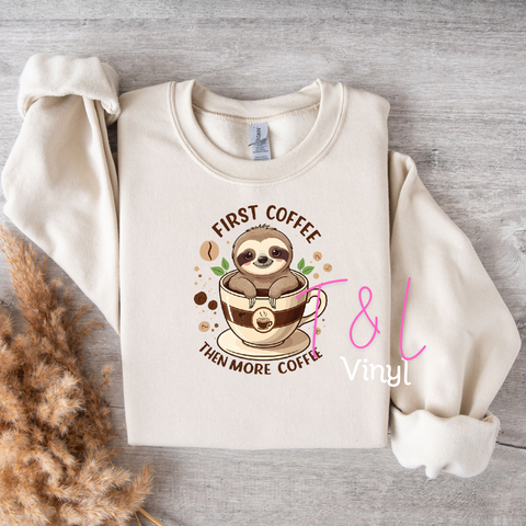 719 DTF First Coffee  prints