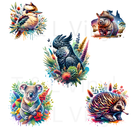 25 DTF Australian Animals Small Bundle Prints