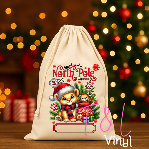 1077 DTF Lion Santa Sack  - Adult Print