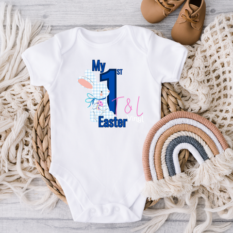379 DTF Blue My First Easter  Baby Print