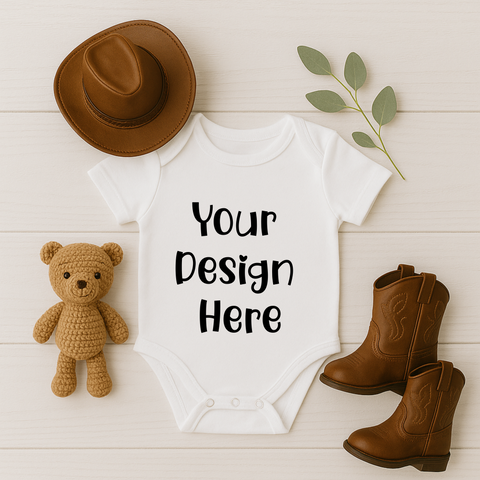 Country White Baby Romper Mockup- Digital download