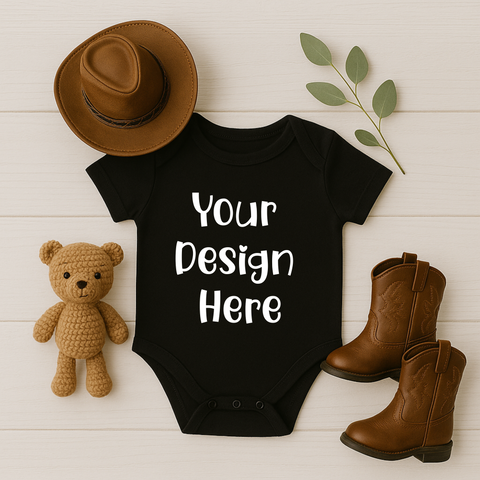 Country Black Baby Romper Mockup- Digital download