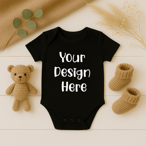Black Baby Romper Mockup- Digital download
