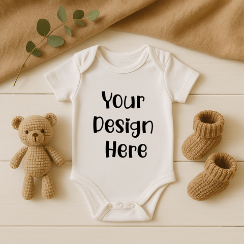 White Baby Romper Mockup- Digital download