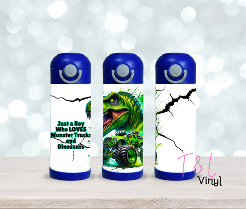 27 Dino and Truck 12oz Sublimation Tumbler Print