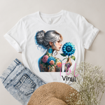 419 Tattoo Chick with Blue sunflower Sublimation Print