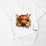 454 Boho Highland Cow Shirt Sublimation Print