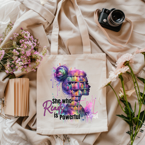 52 DTF She who reads is powerful bag or adult print