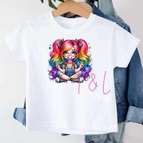 87 DTF Rainbow Girl Child print