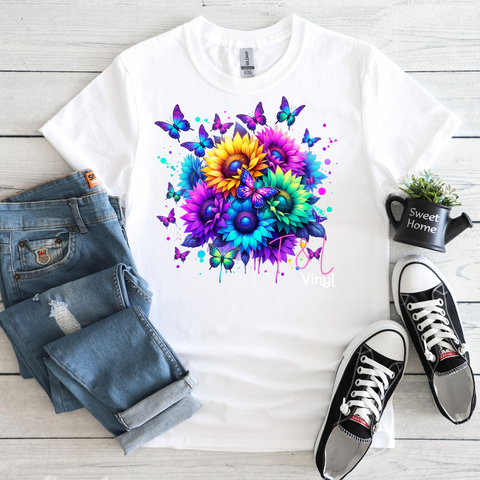 94 DTF Neon Sunflowers  Adult print