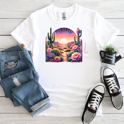 264 DTF Sunset Cactus print