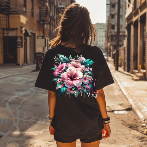 282 Pink Hawaiian Floral DTF print