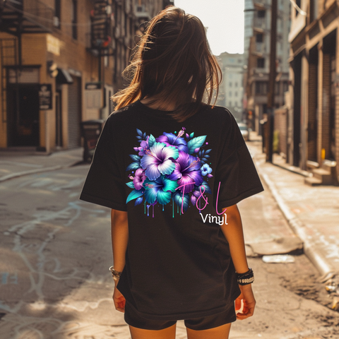 284 Purple Hawaiian Floral DTF print