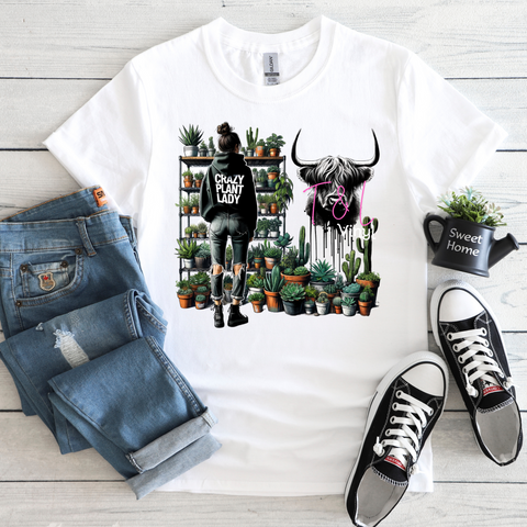 288 DTF Crazy plant lady print