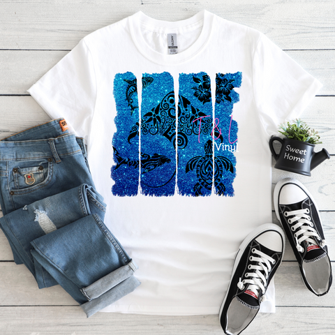 442 DTF Glitter Ocean print