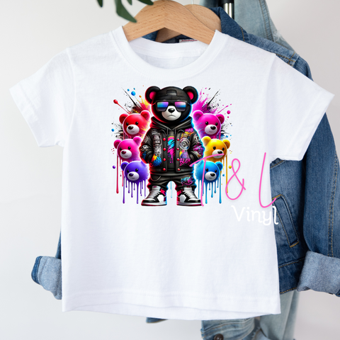 558 DTF Neon Bear Child print