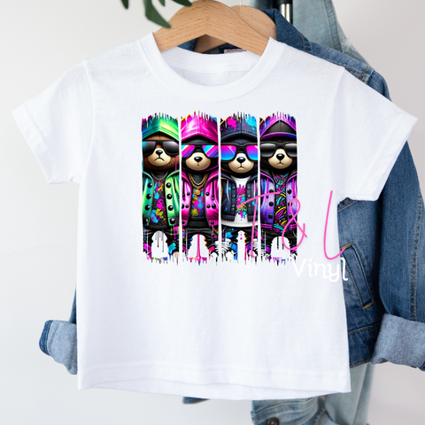 556 DTF Neon Teddy's kids print