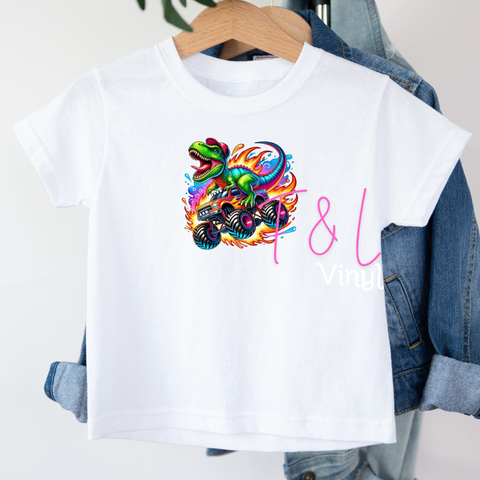 731 DTF T Rex Monster Truck Print