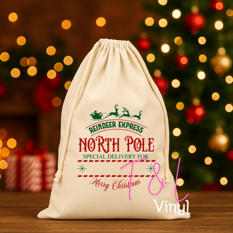 916 DTF Reindeer Express Santa Sack  -  Print
