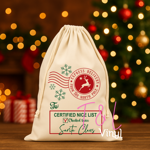 915 DTF Nice List Santa Sack  -  Print