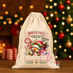 910 DTF Cute Reindeer Christmas Santa Sack  -  Print