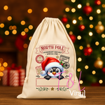 909 DTF Cute Penguin Christmas Santa Sack  -  Print