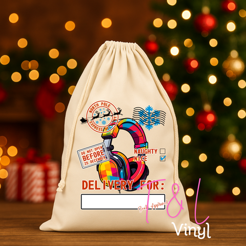 918 DTF Headphone Santa Sack  -  Print