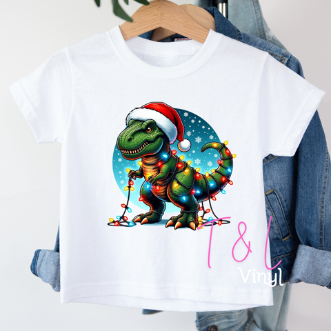 969 DTF Dinosaur Christmas Child print