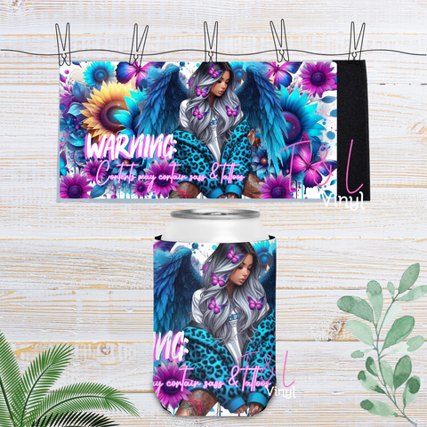 36 Warning   Velcro Stubby Cooler Sublimation