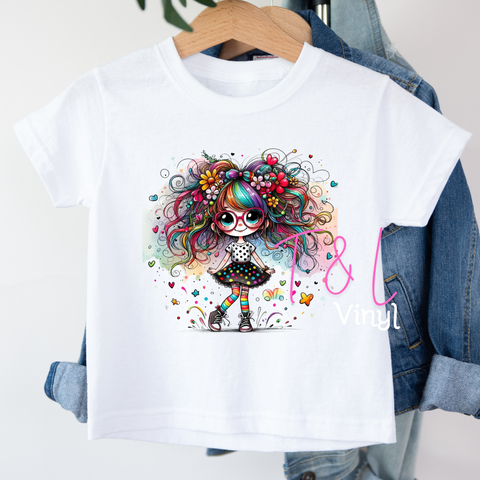 1011 - DTF Quirky Girl 3 Kids Print