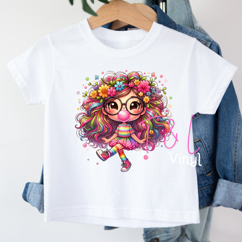 1014 DTF Bubble Gum Girl 1 Kids Print