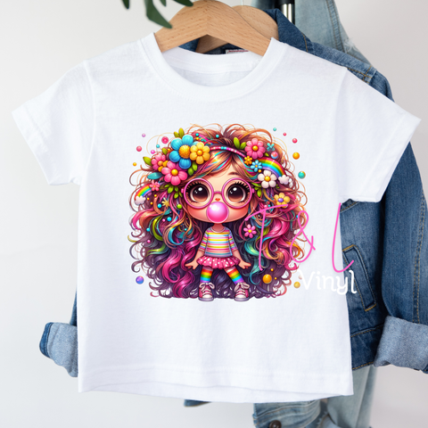 1015 DTF Bubble Gum Girl 2 Kids Print