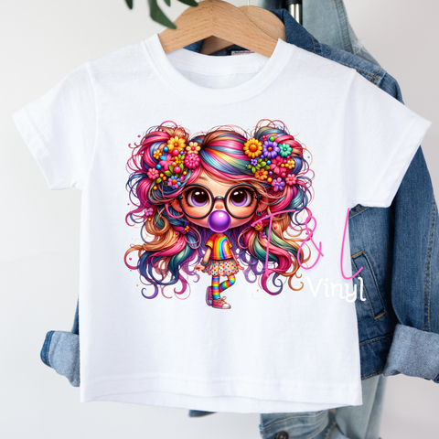 1016 DTF Bubble Gum Girl 3 Kids Print